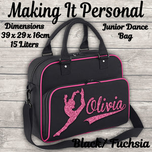 Personalised Girls Junior Dance Bag ADD YOUR NAME Black and Pink