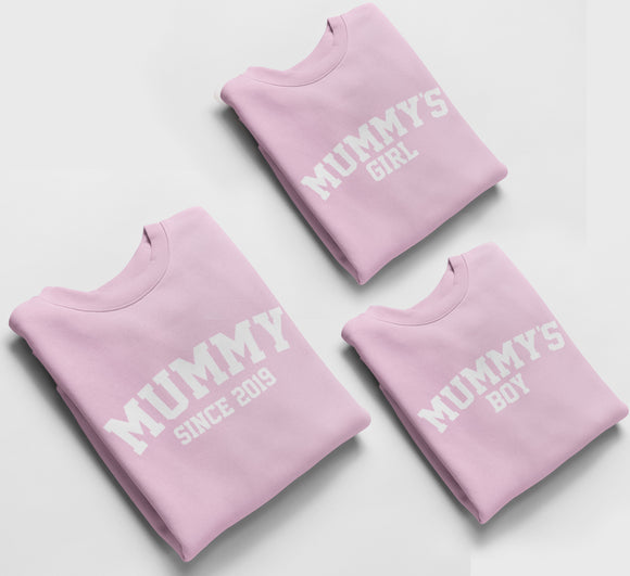 Baby Pink Matching Jumpers, Mummy Since, Mummy's Girl, Mummy's Boy Mother's Day Gift, Birthday Gift