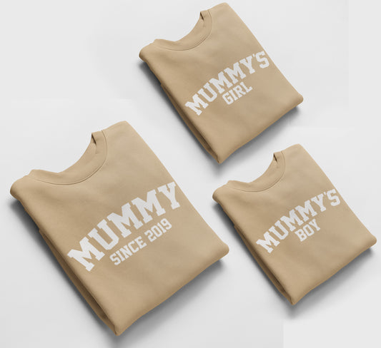 Desert Sand Matching Jumpers, Mummy Since, Mummy's Girl, Mummy's Boy Mother's Day Gift, Birthday Gift