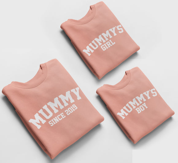 Dusty Pink Matching Jumpers, Mummy Since, Mummy's Girl, Mummy's Boy Mother's Day Gift, Birthday Gift