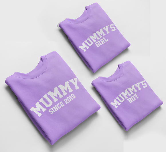 Lavender Matching Jumpers, Mummy Since, Mummy's Girl, Mummy's Boy Mother's Day Gift, Birthday Gift