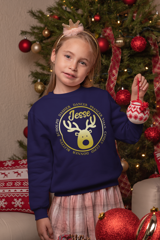 Personalised Matching Christmas Jumper Sweatshirt Rudolph Reindeer