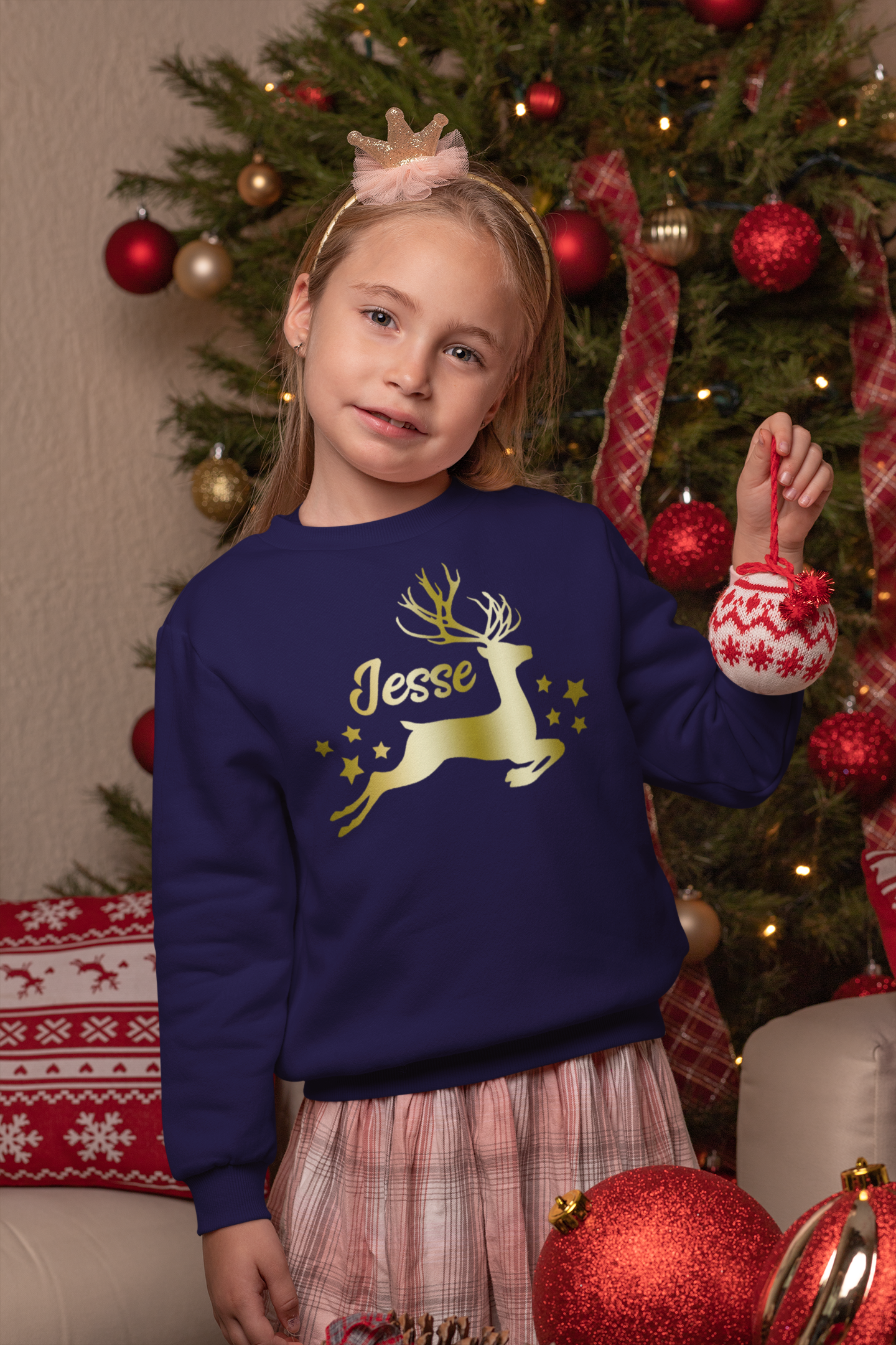 Personalised Matching Christmas Jumper Sweatshirt Reindeer