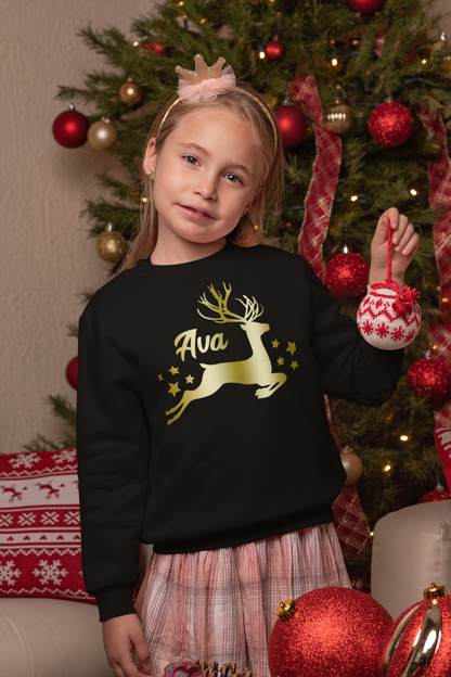 Personalised Matching Christmas Jumper Sweatshirt Reindeer