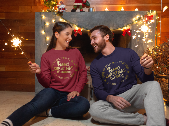 Personalised Matching Family Christmas Jumper Sweatshirt Gold Print
