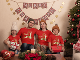 Personalised Christmas T-Shirts Kids Adults with Jumping Reindeer