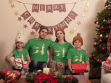 Personalised Christmas T-Shirts Kids Adults with Jumping Reindeer