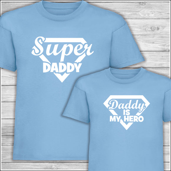 Super Daddy | Daddy Is My Hero | Father's Day Gift | Matching Family T-Shirt in Blue