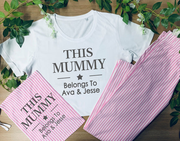 Personalised Mother's Day Pyjamas, This Mummy Belongs To Pyjamas, Mother's Day Gift, Gift For Mum, First Mothers Day, Mum Birthday Gift, Birthday Gift