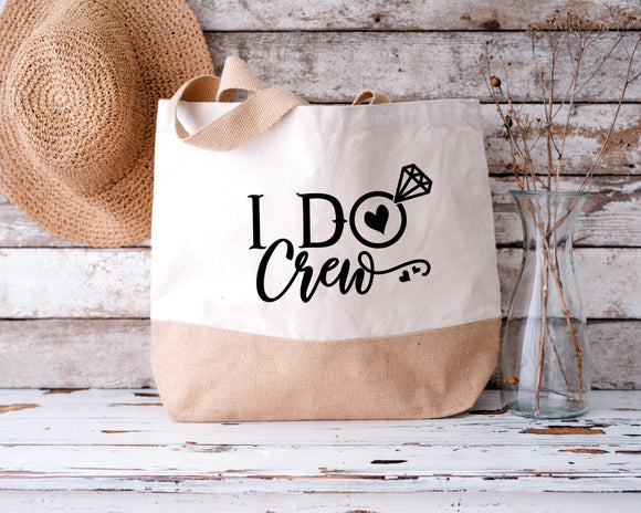 Personalised I Do Crew Jute Base Canvas Tote Bag